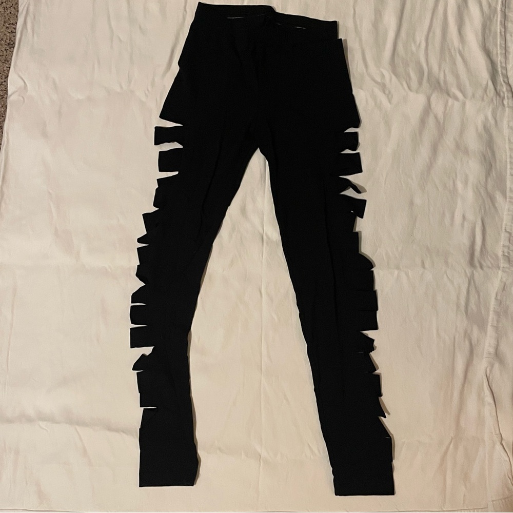 American Apparel Black Cut-Out High-Waisted Leggins - Picture 5 of 5